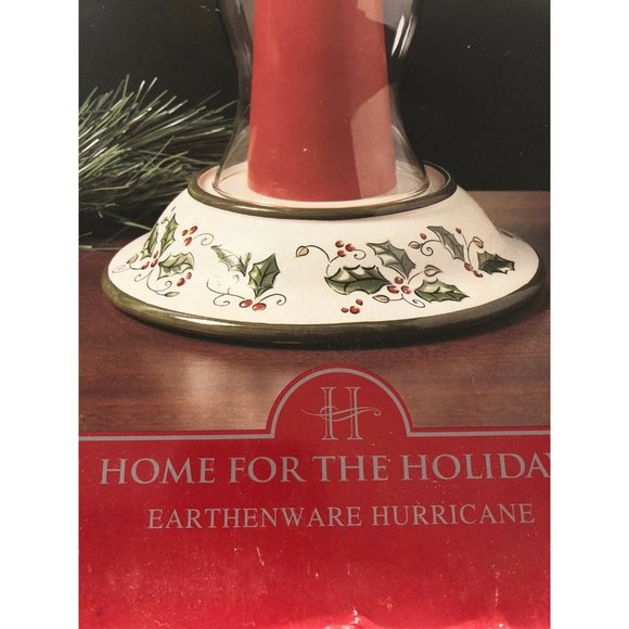vtg Home for the Holidays Christmas Hurricane Candle Holder candy stripe Pillar - Picture 8 of 9